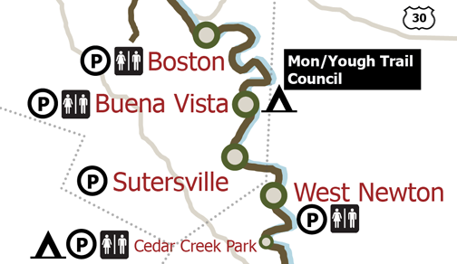 Map of the Mon / Yough Trail Council