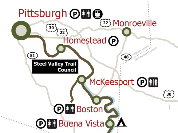Map of the Steel Valley Trail