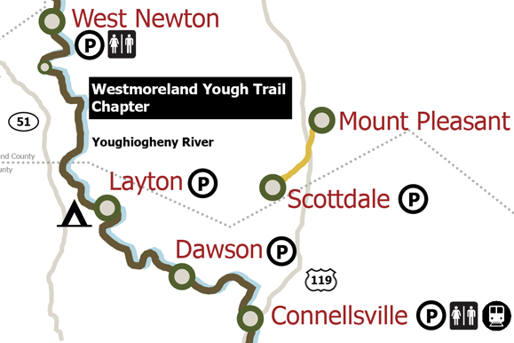 Map of the Westmoreland Yough Trail