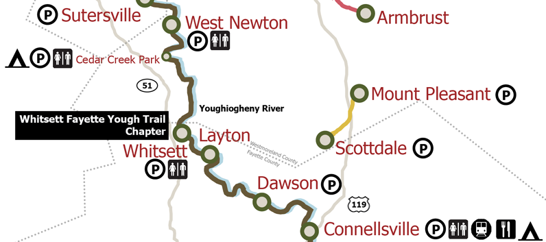 Map of the Whitsett-Fayette Yough Trail
