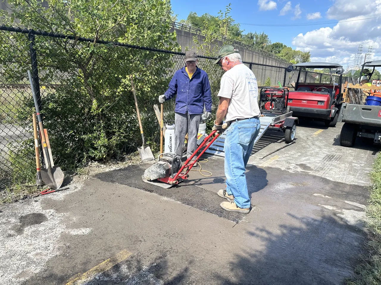 Volunteers making repairs on the Steel Valley Trail