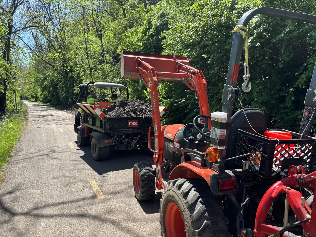 Steel Valley Trail maintenance with a tractor