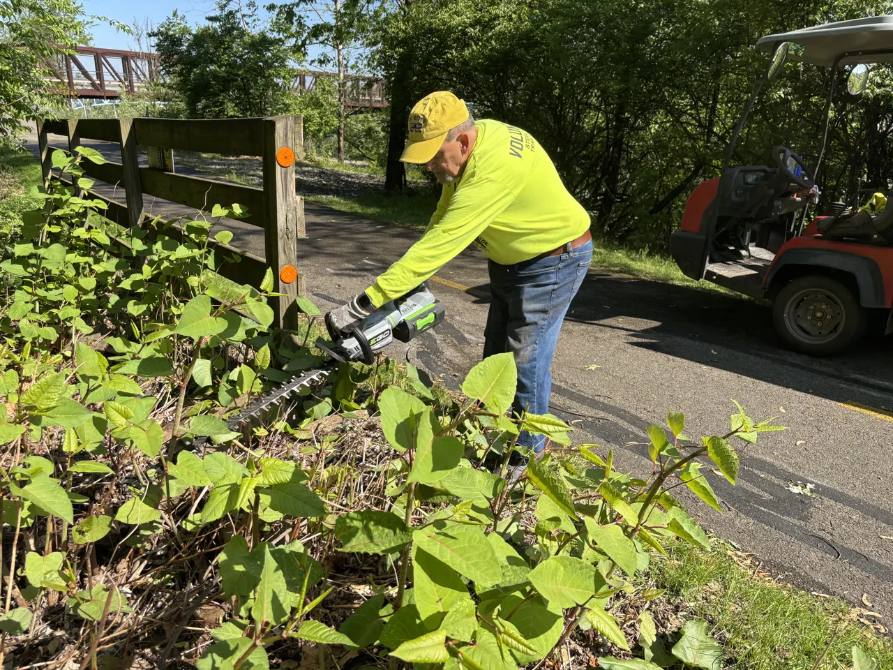 A Steel Valley Trail volunteer at work